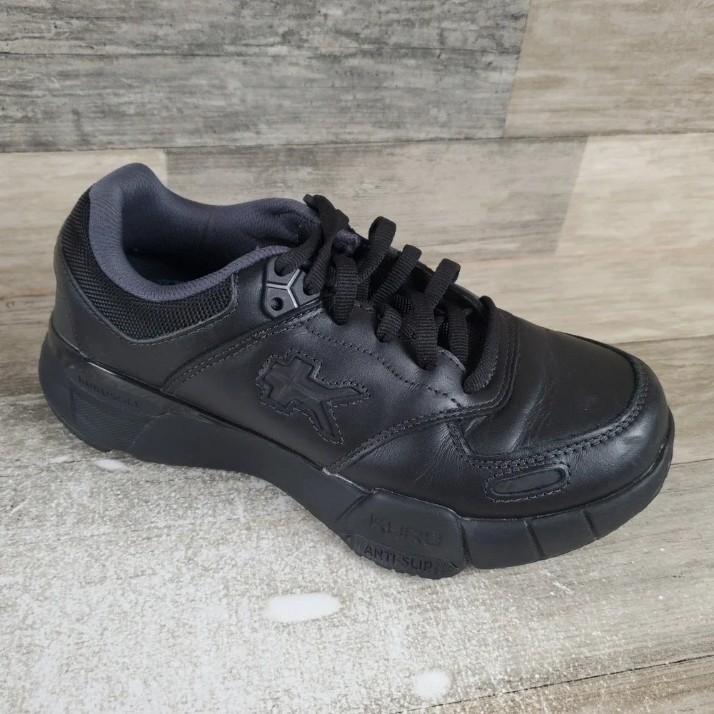 KURU KINETIC 2 Womens Shoes Sz 7 M Running Jet Black Leather Lace Up Sneakers - Picture 1 of 10